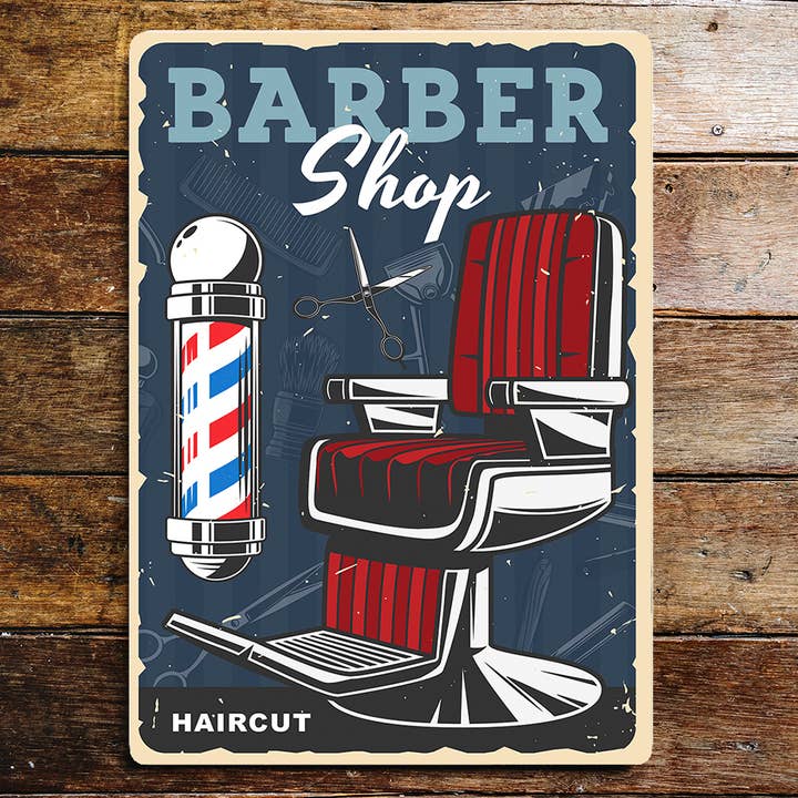 Barber shop haircut Metal Sign Plaque for wholesale by The British Metal Signs Company