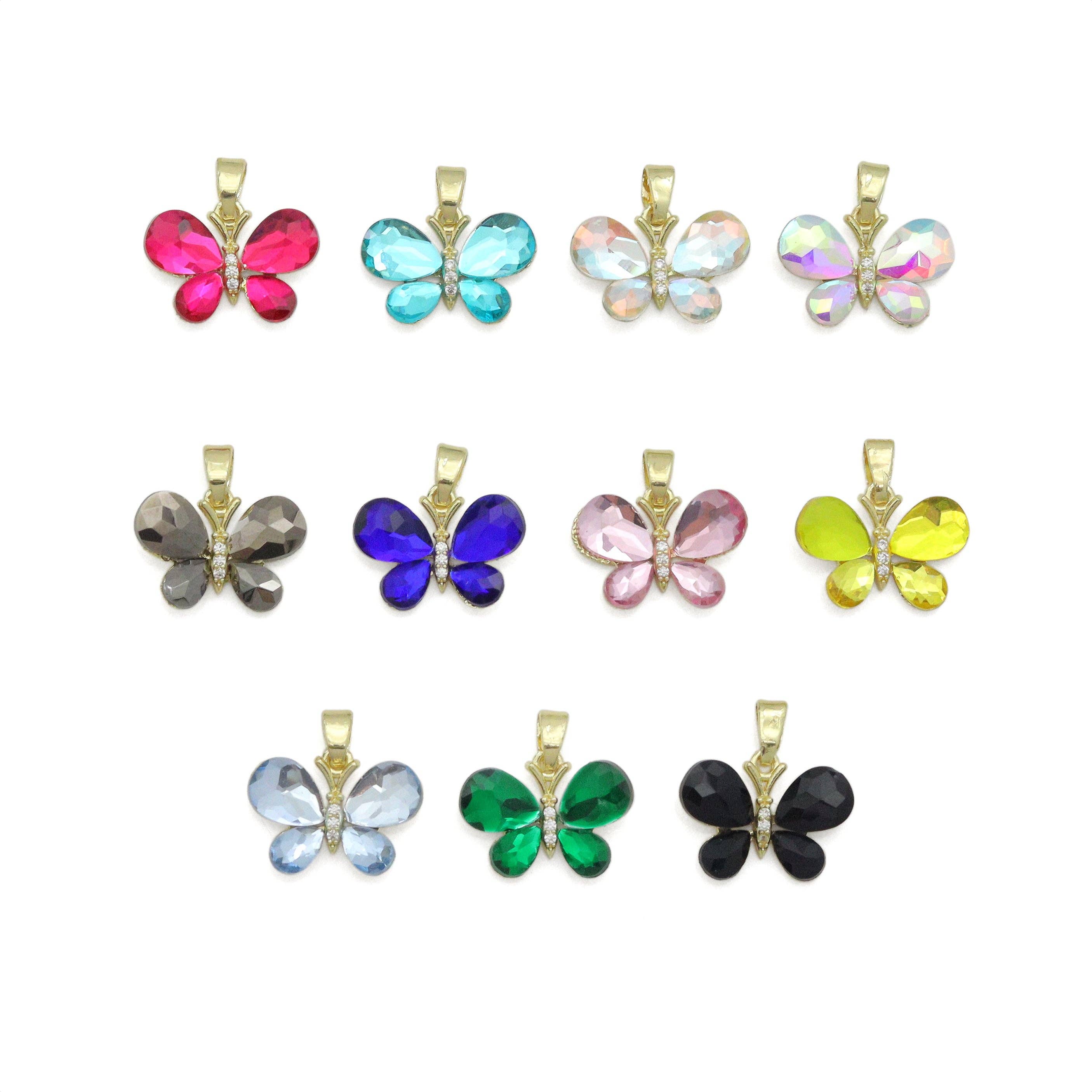 BestBeads&Beyond - Wholesale Individual Charm/Pendant - AB Crystal Butterfly charm For Necklace Bracelet Jewelry Making Supply, Sku#FH2510