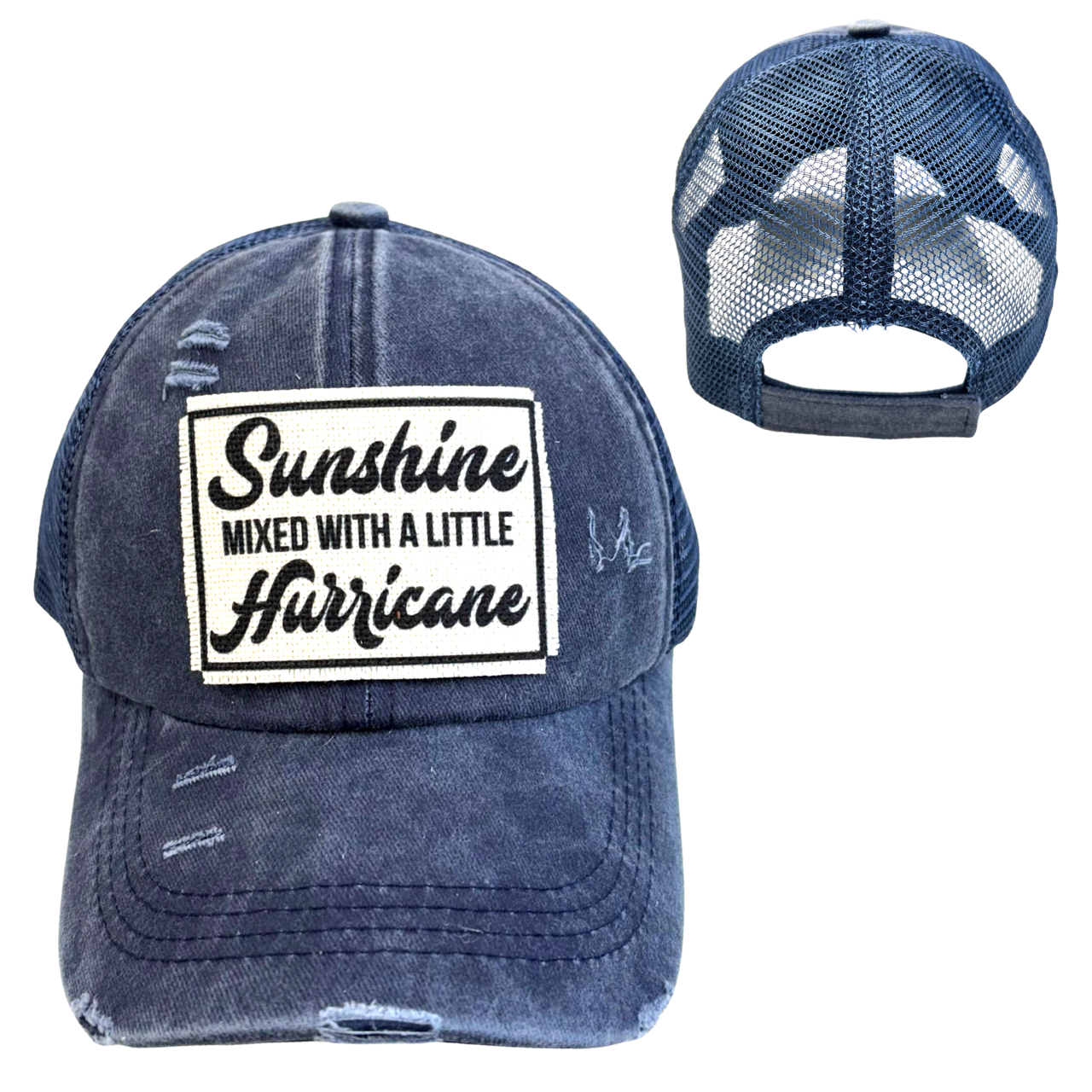 dkhandmade - Wholesale Trucker Hat - Women's - SUNSHINE WITH A LITTLE HURRICANE | WOMAN'S HAT | DISTRESSED4
