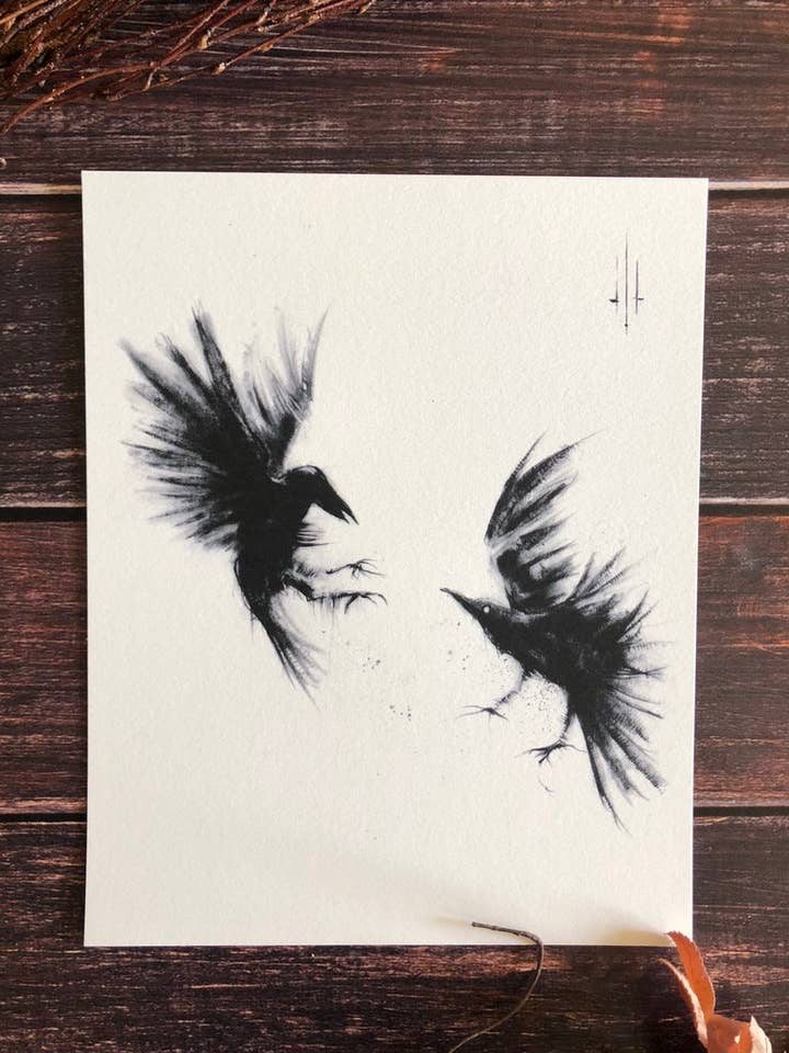 The Ravens- Halloween vintage fine art print voor wholesale door Andy Sciazko Art