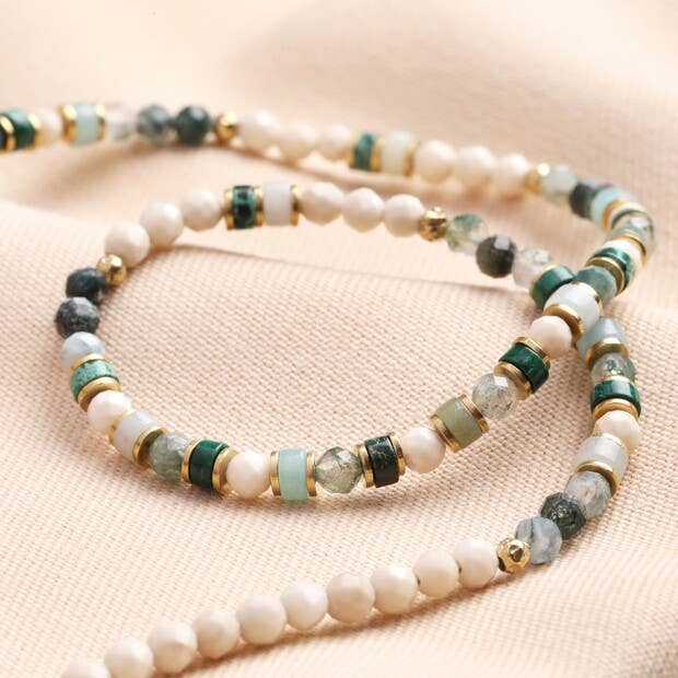 Gold Stainless Steel Semi-Precious Stone Beaded Necklace for wholesale by Lisa Angel
