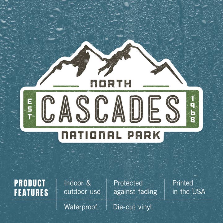 Lantern Press - Wholesale Sticker - STICKER North Cascades National Park WA Mountain Vector 13