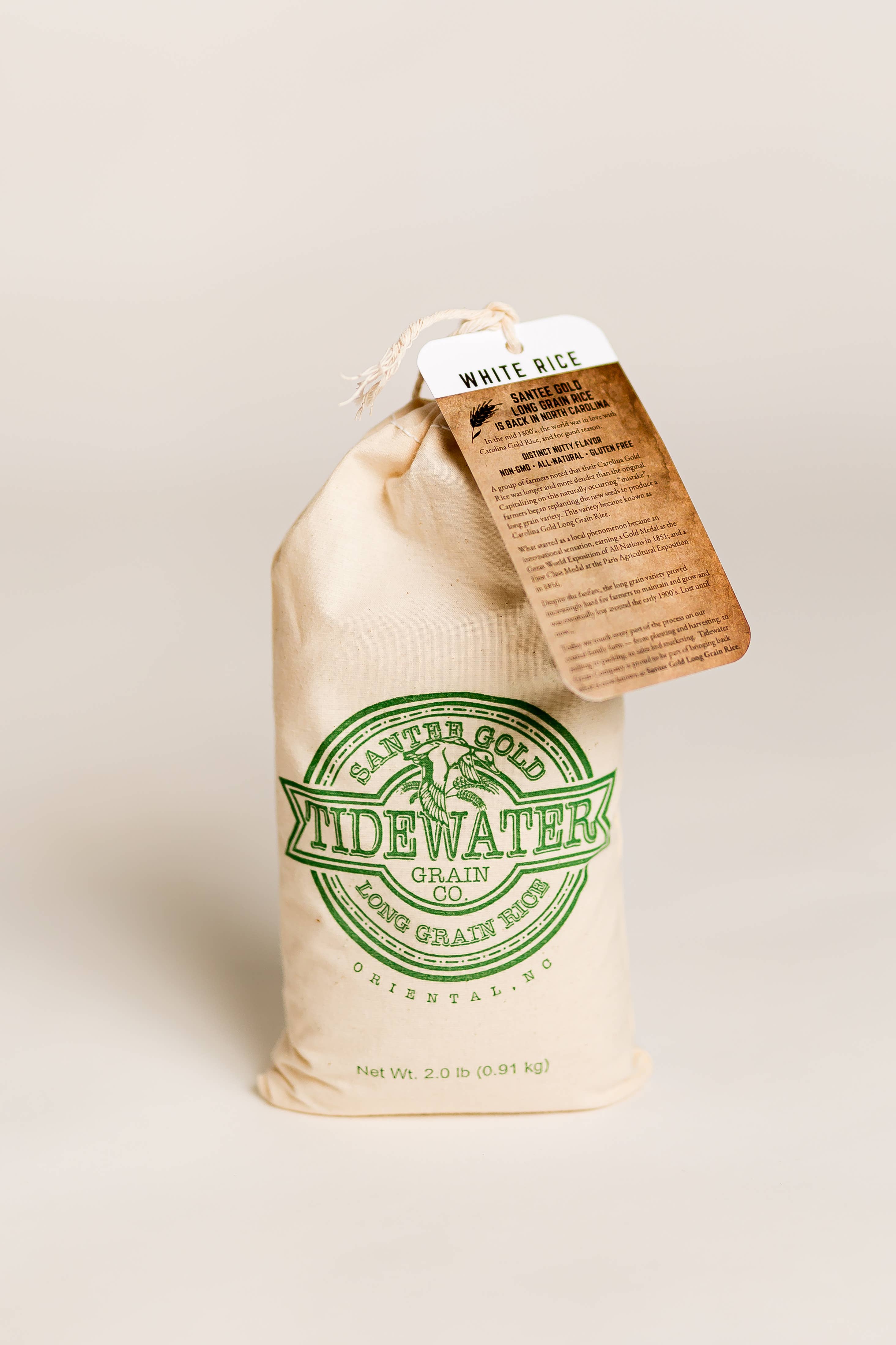 Tidewater Grain Company - Wholesale Rice - Santee Gold Long Grain Heirloom Rice - 2lb Retail Packaging