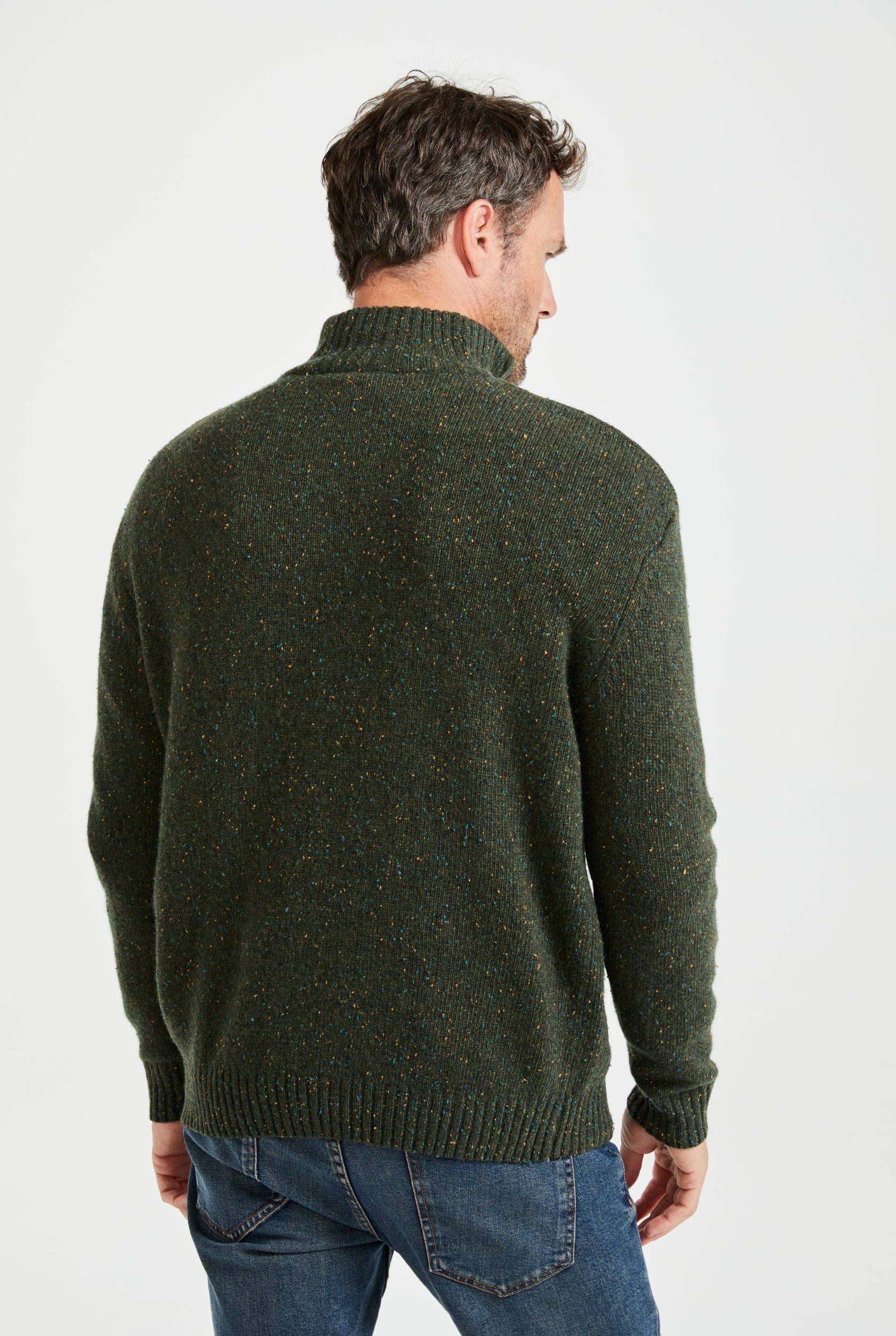 Aran Woollen Mills - Vente Pull en maille – homme - Pull Belleek Troyer pour homme - Vert4
