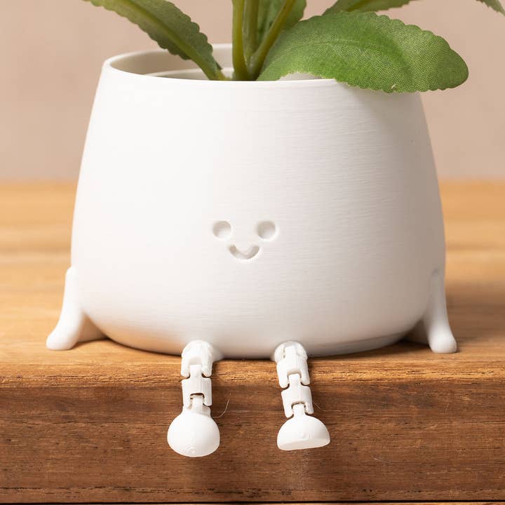 Happy Pot Planter - Matte White- fidget legs for wholesale by Ingadi