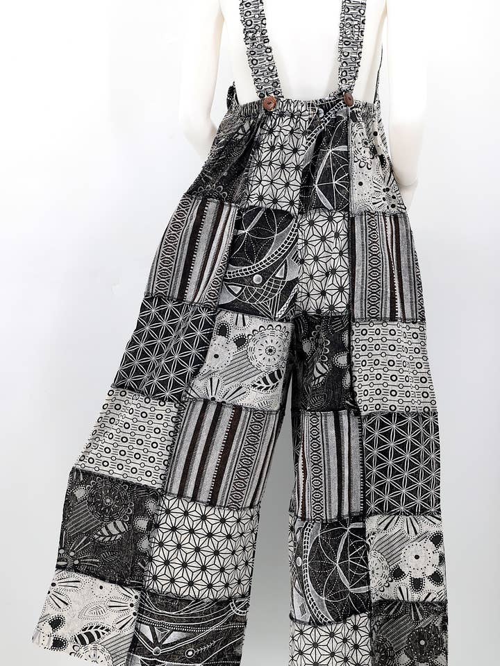 Himalaya Handmade – Engroshandel Overalls - Dame – Bomuld Hippie Håndlavet Geometrisk Print Brede Ben Boheme Overalls5
