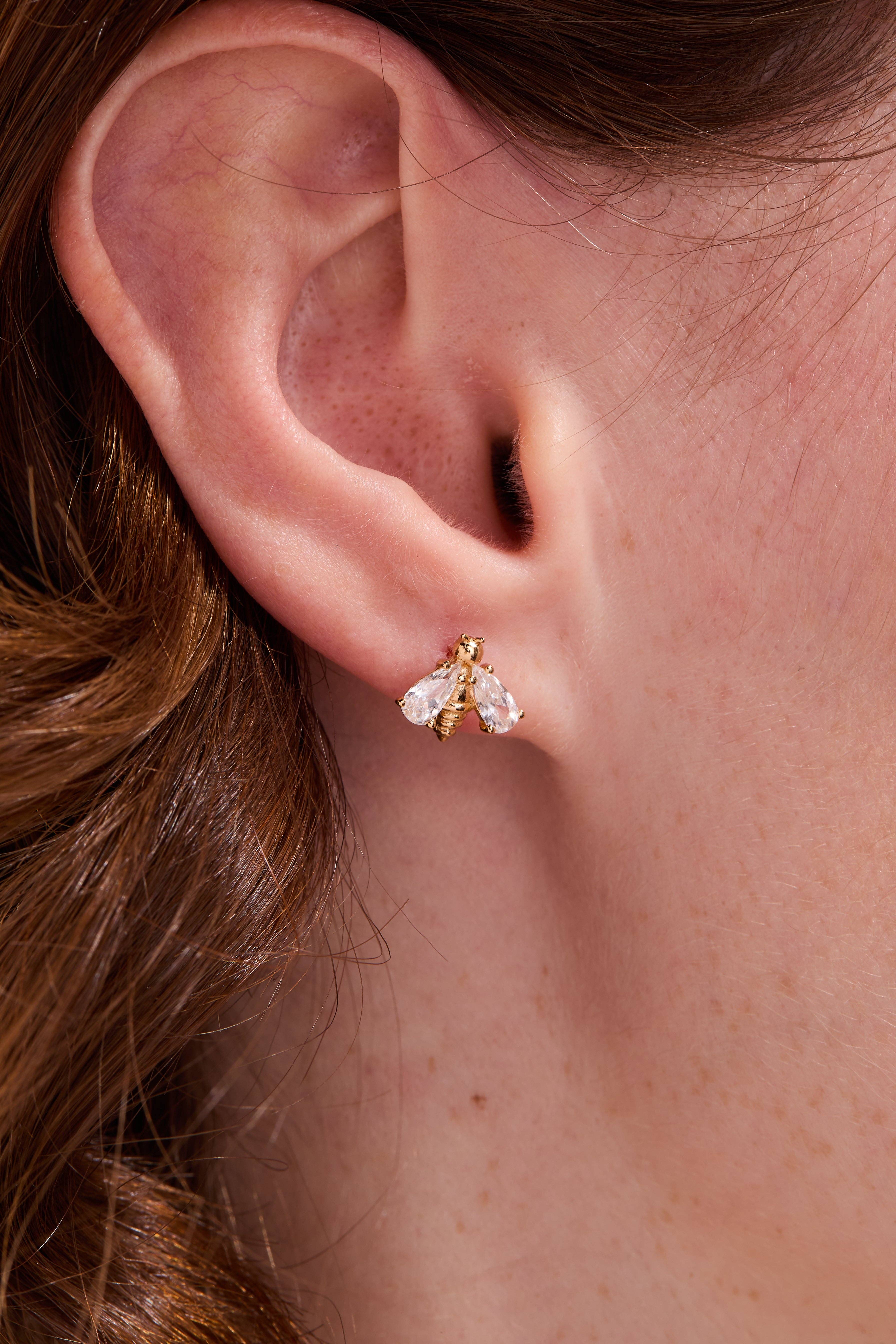 Gratinsta - Venta al por mayor Pendientes de botón/aretes de poste - Pendientes de Abeja Dorados - Inspirados en la Naturaleza, Joyería Botánica1