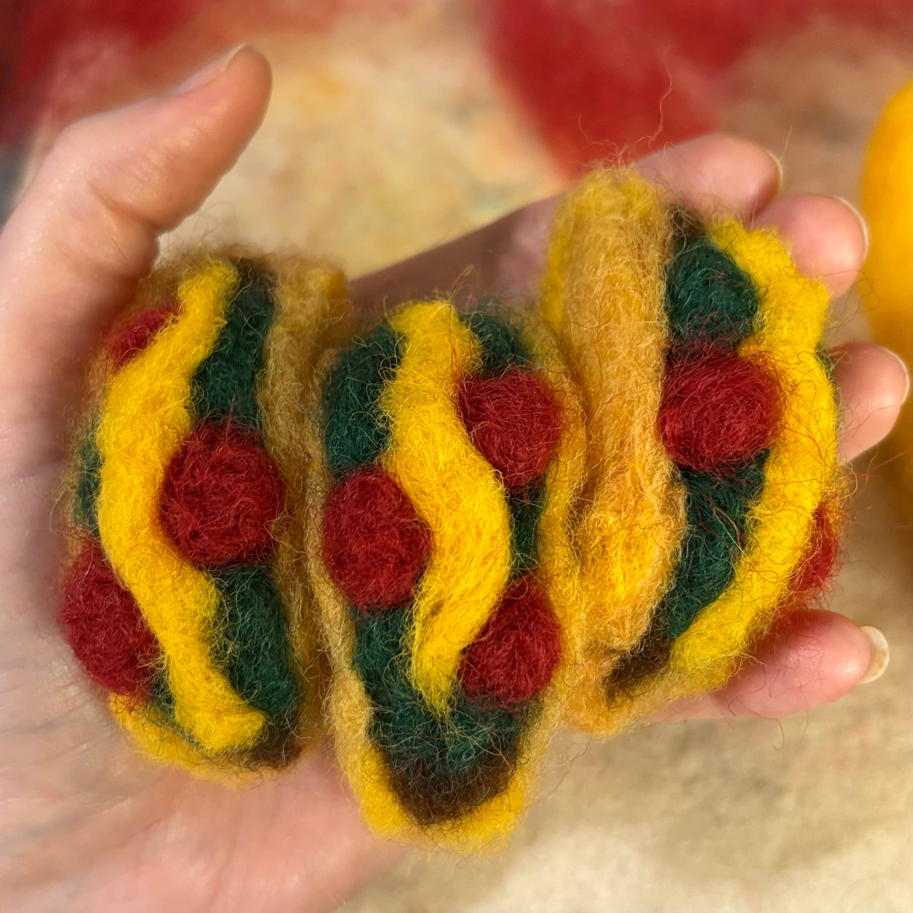 BaconAstro - Wholesale Decorative Tabletop Object - Mini Squishy Taco - Handmade Wool Figurine1