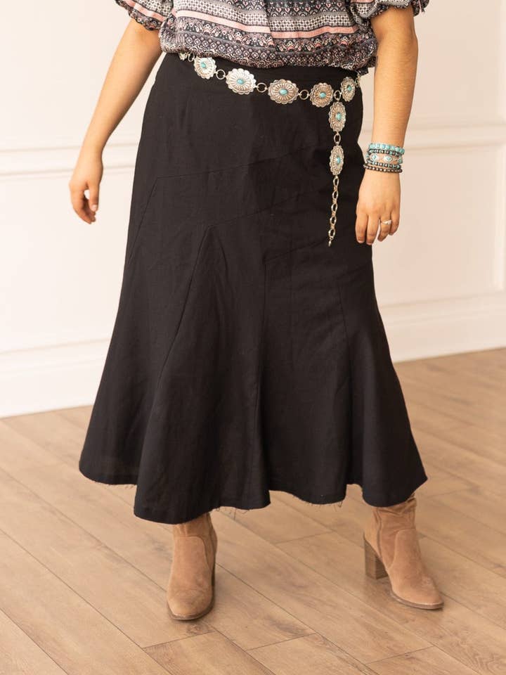 The Stella Black Linen Versi Dress for wholesale on Faire