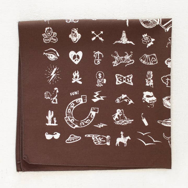 Abracadana - Wholesale Bandana - Unisex - Brown Big Fun Bandana
