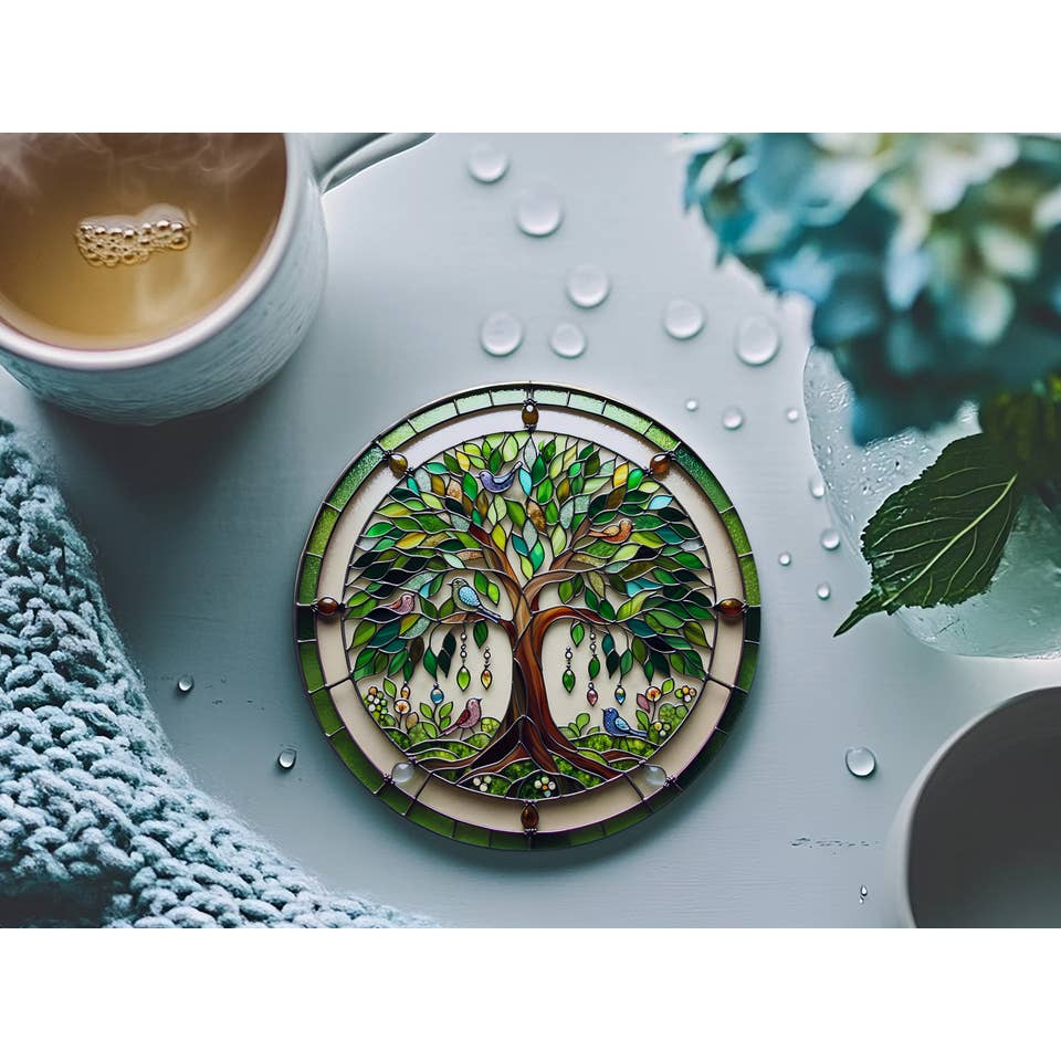 Fernville Creations - Wholesale Coasters - Tree of Life Coaster, Ceramic Coaster with Printed Image