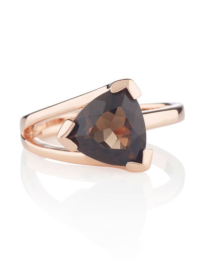 Valentine Rose guld Ring med røget kvarts for engroshandel hos Manja