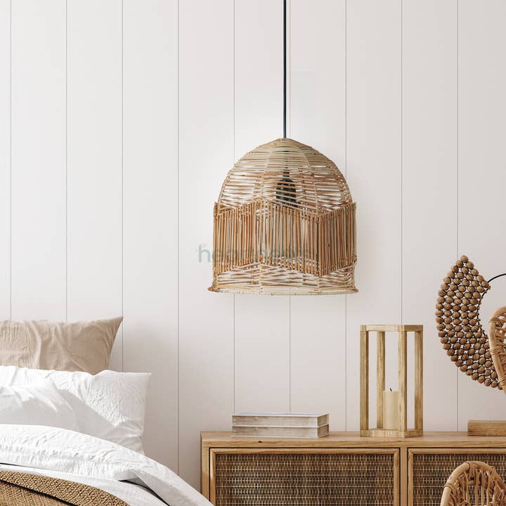 heartnests - Vente Lustre/Suspension - Lampe suspendue en rotin Avis. Décor bohème. Luminaire suspendu en osier