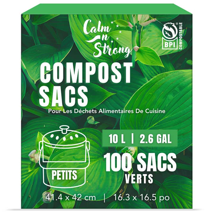 CALM N STRONG - Wholesale Food Storage Wrap/Bag - 100% Compostable Kitchen Food Waste Bags 100 Count