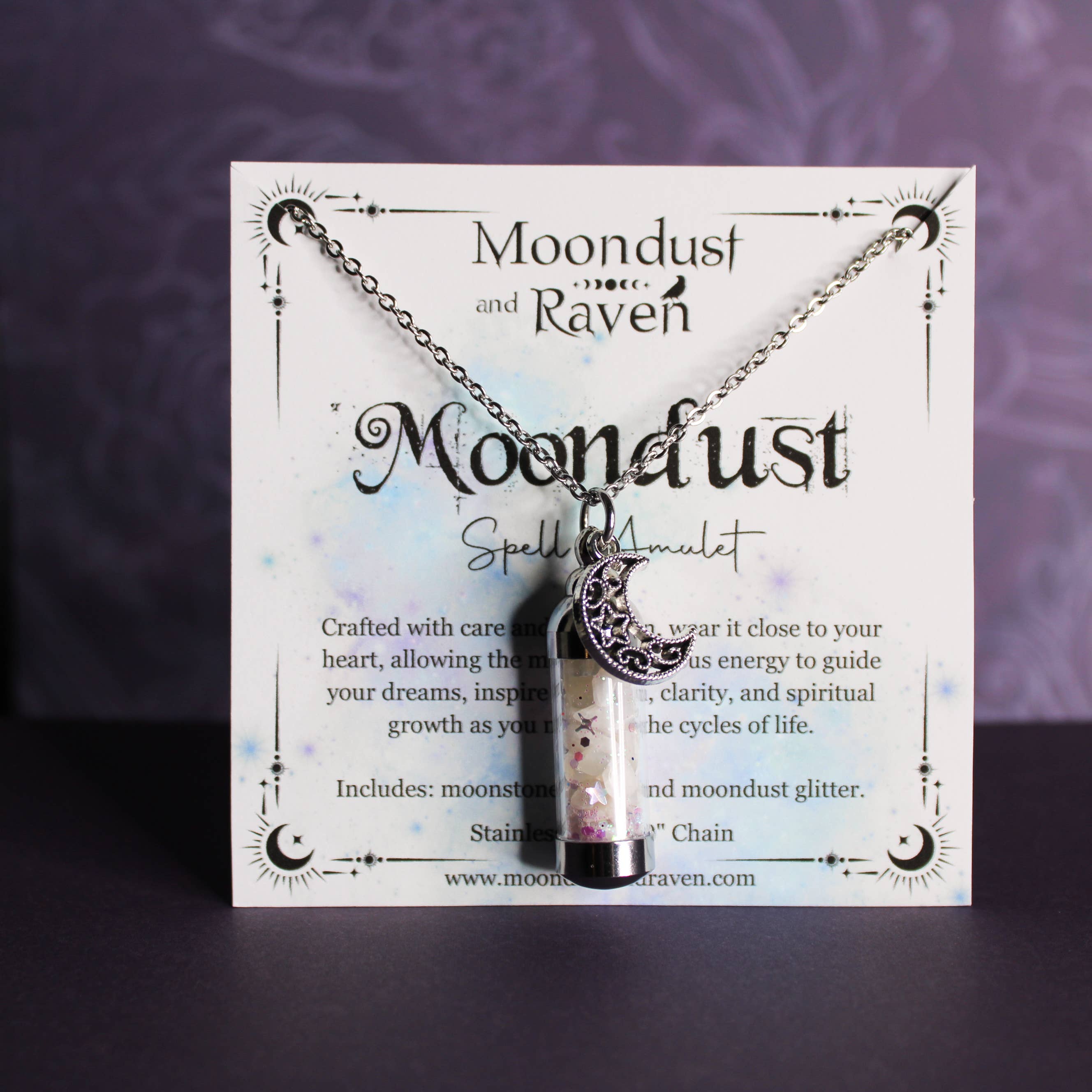 Moondust and Raven - Wholesale Pendant/Charm Necklace - Moondust Spell Jar Amulet Necklace, Witchy Crystal Jewelry5