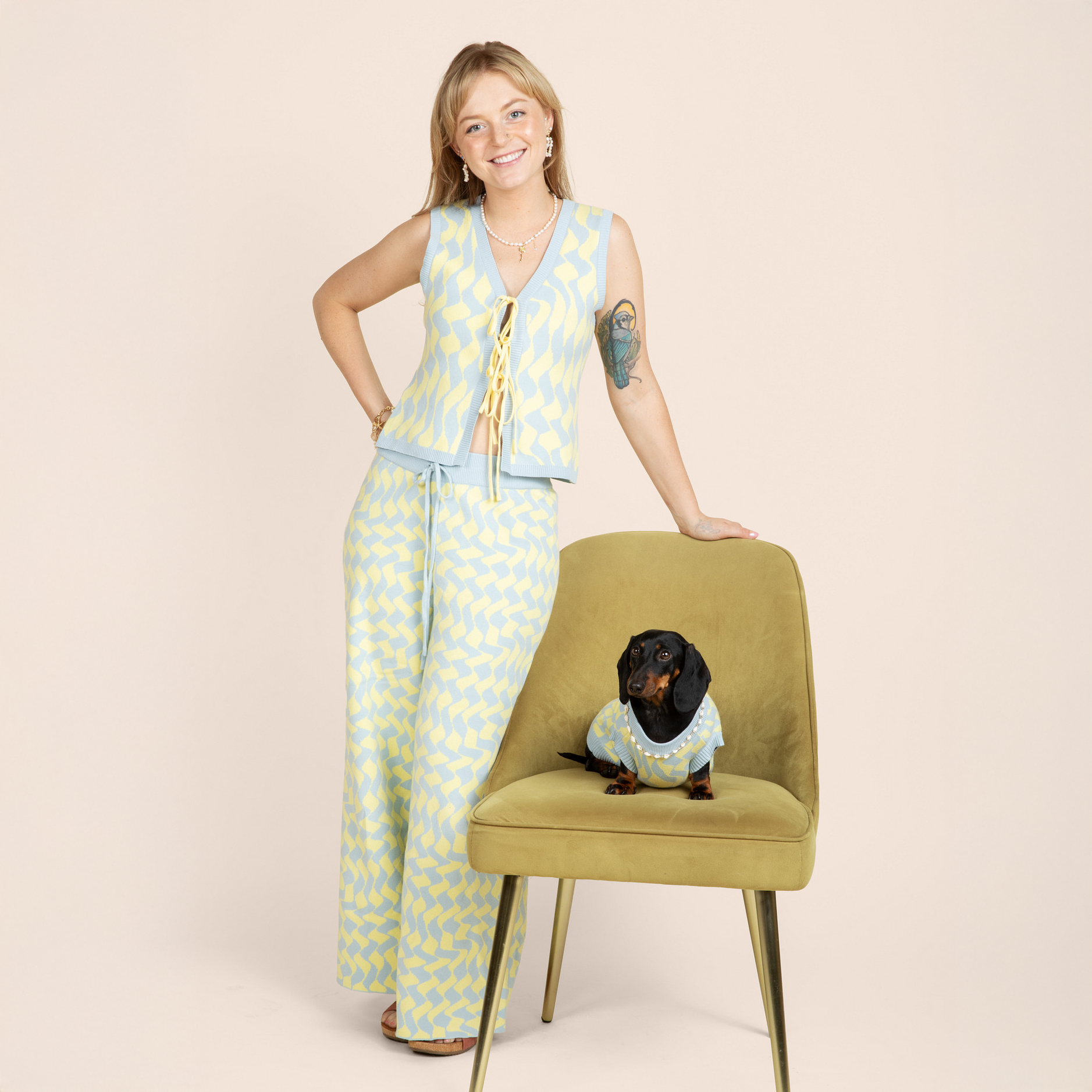 Sunbean - Wholesale Lounge Sweatpants/Joggers - Women's - Seaside Swirl Cotton Wide Legs Lounge Pant3