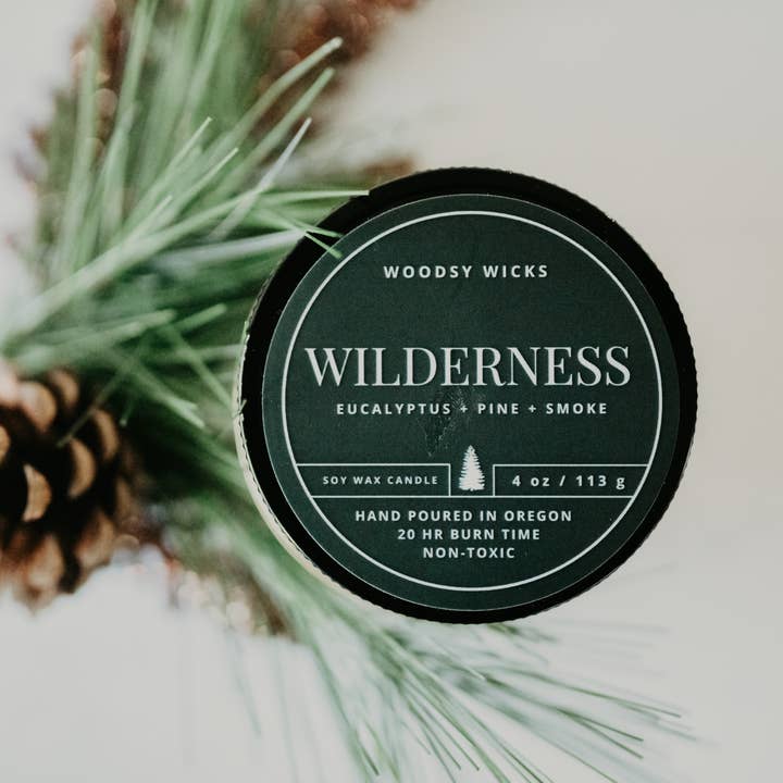 Woodsy Wicks - Wholesale Jar/Filled Candle - Wilderness Candle Soy Wax Candle - Non-Toxic - Tree Scent 8
