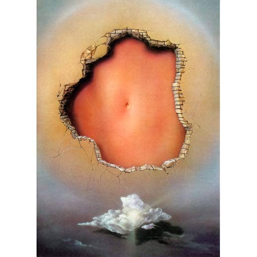Postcard. Belly Behind Brick Wall. Carl Rohrig Art. for wholesale by VisionWorks LLC