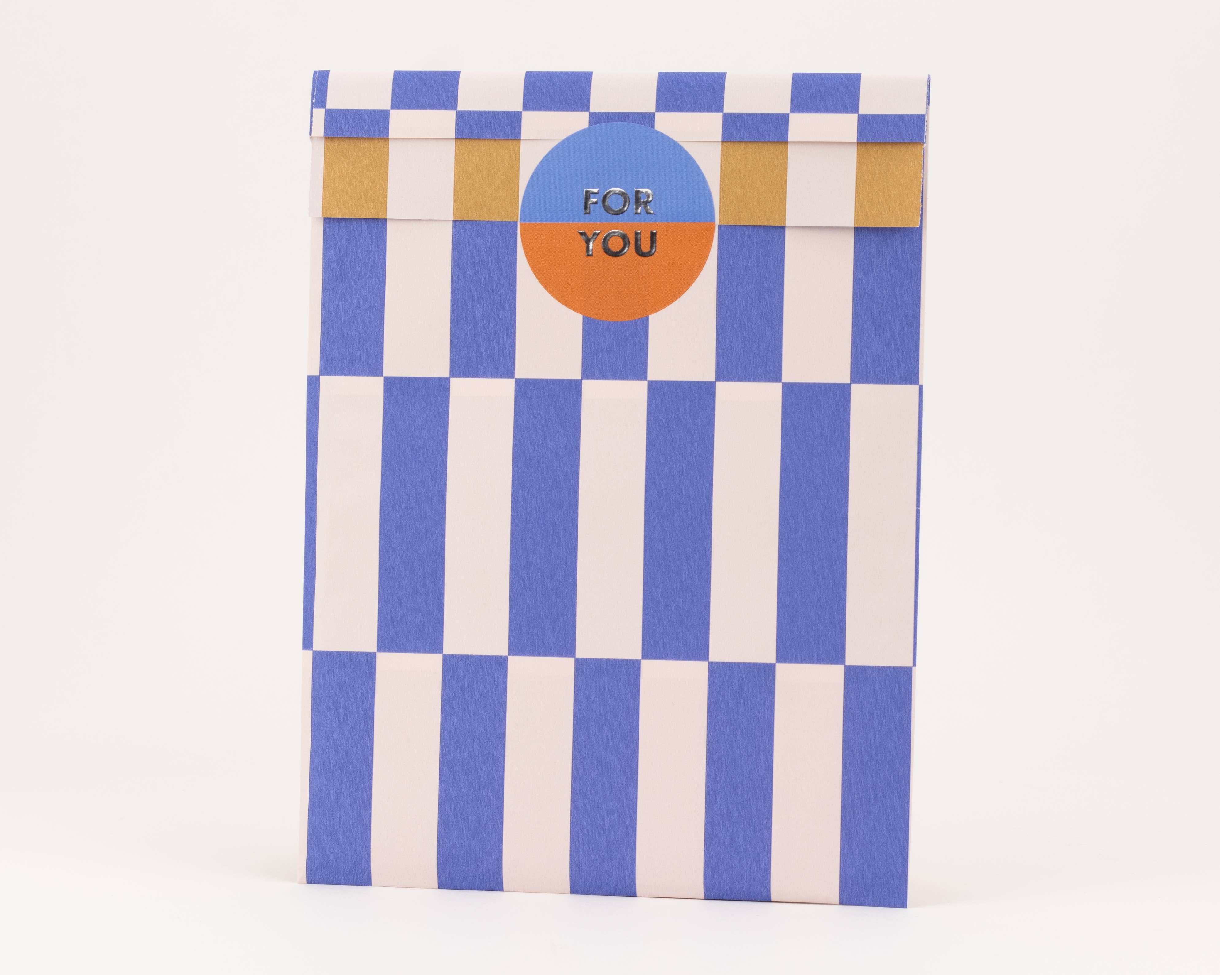 liebevoll verpackt – Engroshandel Gavepose – Papirposer Bold Stripes, Blå1