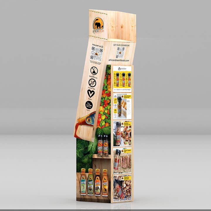 African Dream Foods - Wholesale Retailer Display - Food & Drink - Grilling Master -Mixed Hot Sauce & Seasoning Display Shipper