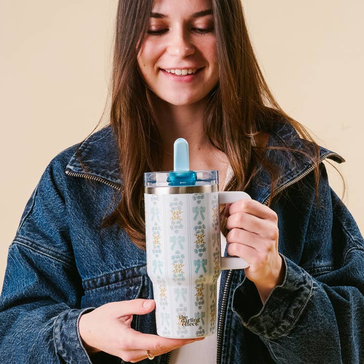 The Darling Effect - Wholesale Insulated Mug/Tumbler - 20 oz Lifestyle Flip Straw Tumbler-Oh So Fancy Blue
