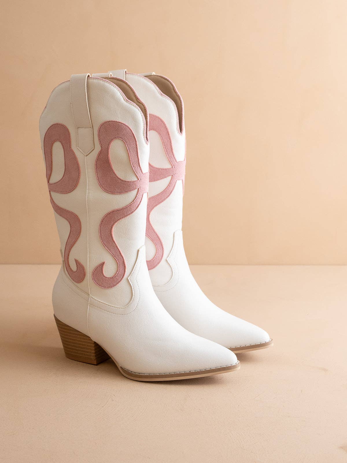 The Bowie | Pink Western Boot with Pink Inlay for wholesale on Faire2