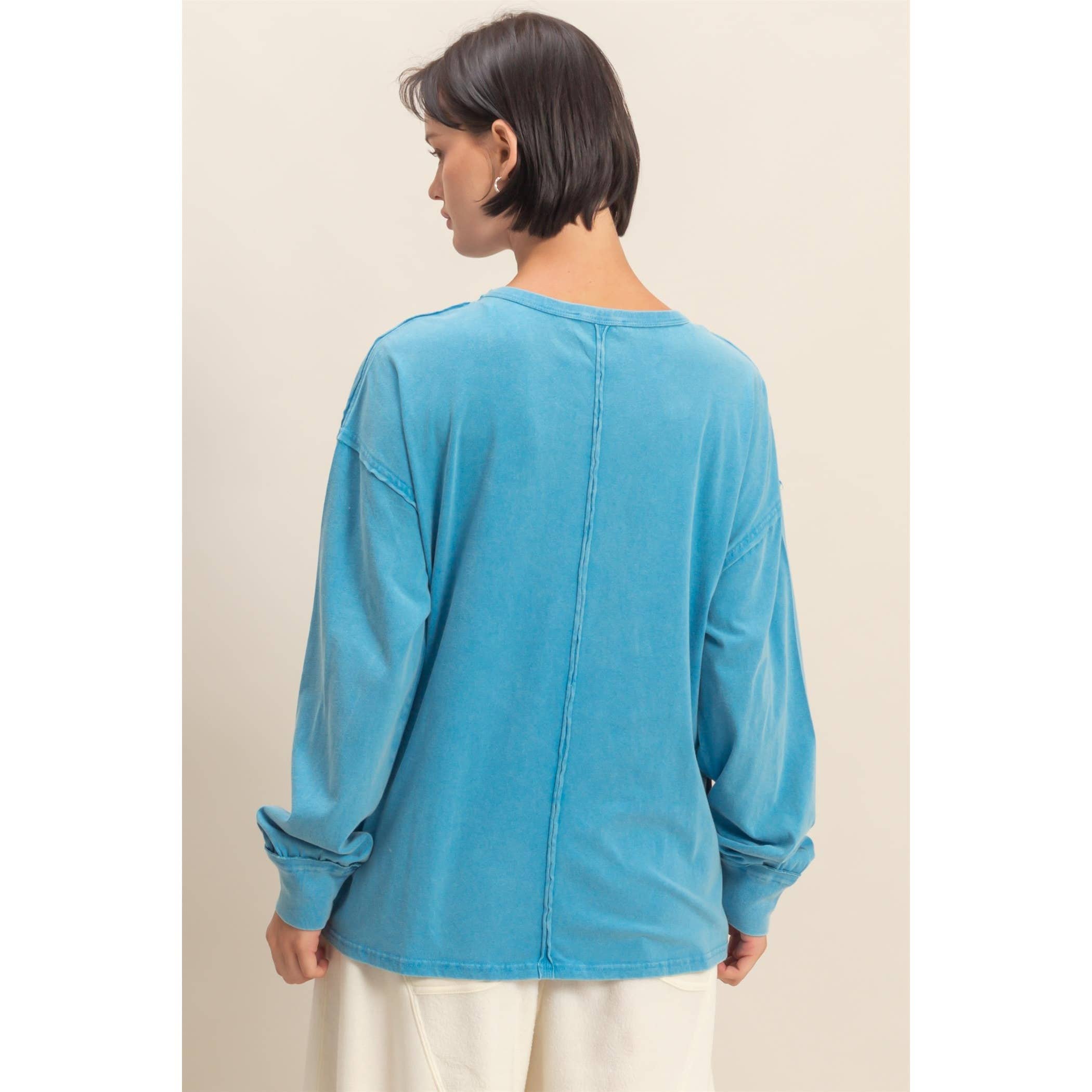 HYFVE - Vente Chemise – femme - T-shirt surdimensionné à manches longues et poches délavées28