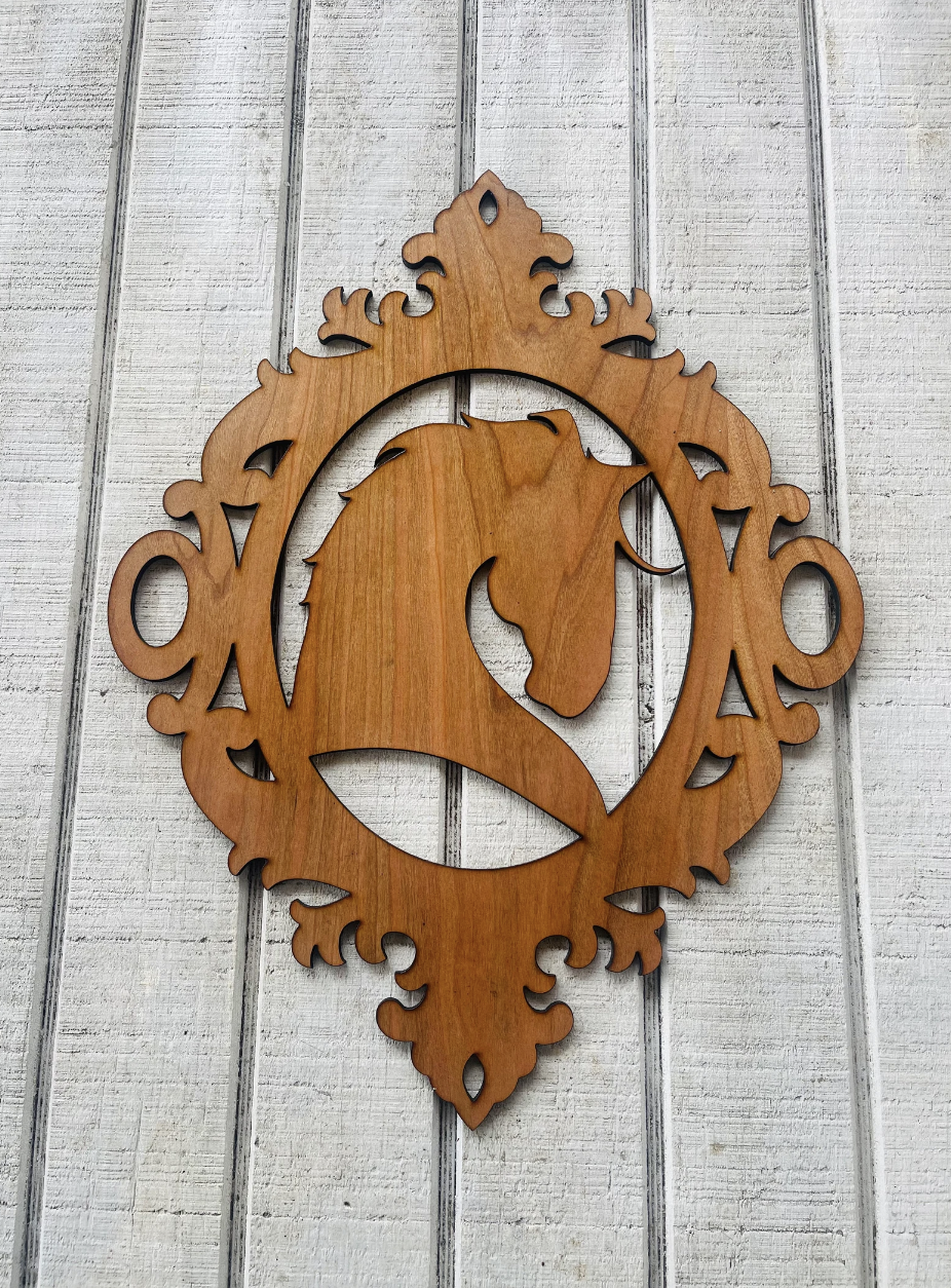 All Designs Equine - Vente Art mural en bois - Découpe personnalisée pour cheval de dressage orné, découpage en bois à faire soi-même 0