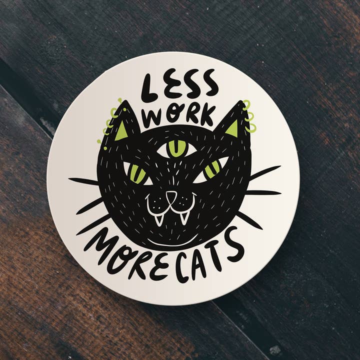 Chiaralascura - Wholesale Sticker - Meno lavoro più gattini - adesivo3