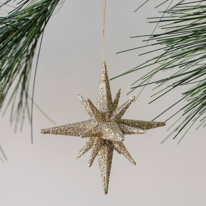 CG Hunter - Wholesale Ornament Set - 2.75" Gold Glitter Starburst Ornament1