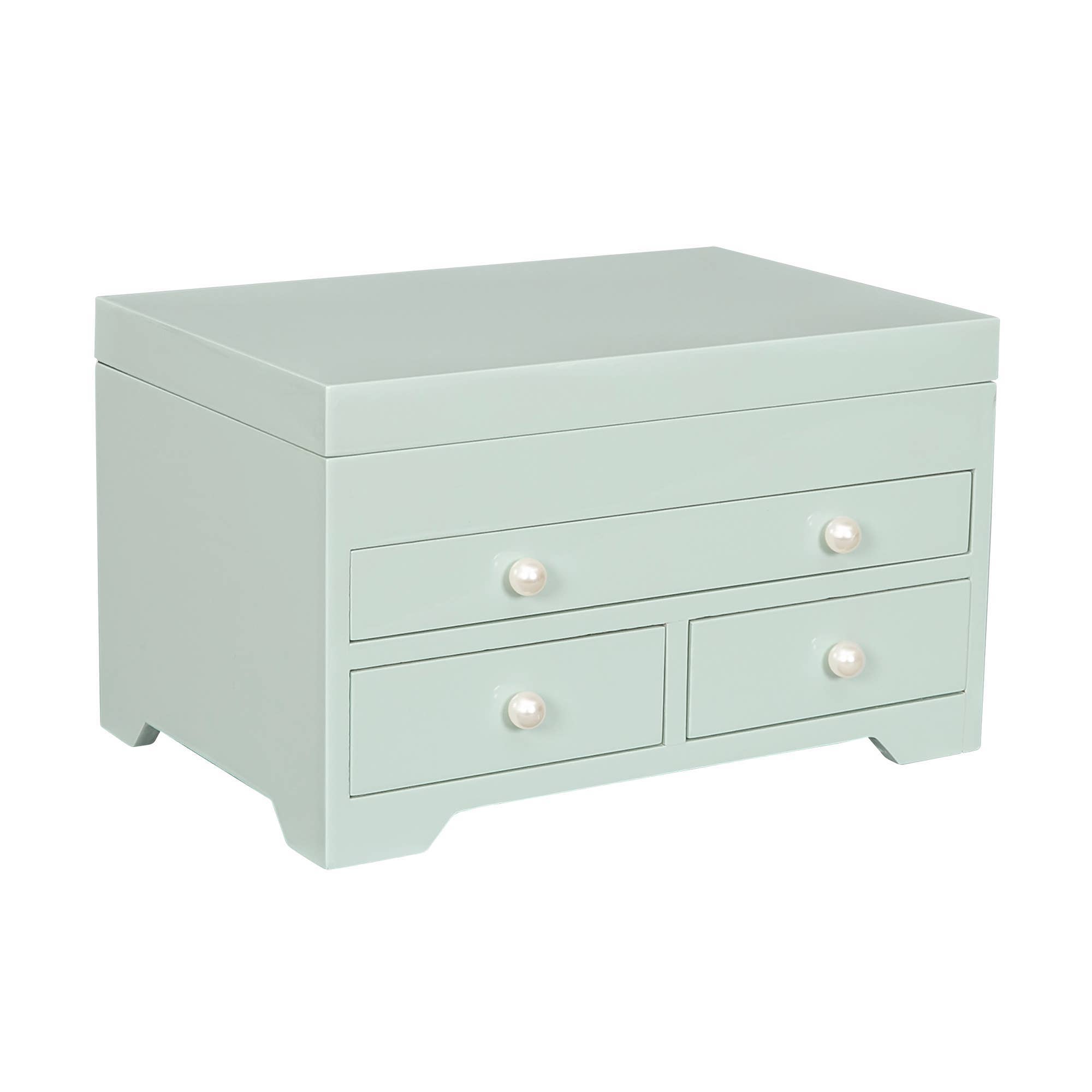 Mele and Co (Canada) - Wholesale Jewelry Box/Organizer - Mele and Co Bianca Wooden Jewelry Box in Seafoam Finish1
