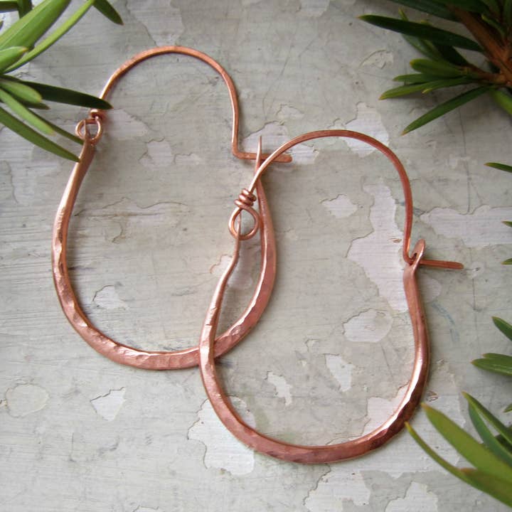 Small Hammered Copper Hoop Earrings for wholesale by Contempo Jewelry