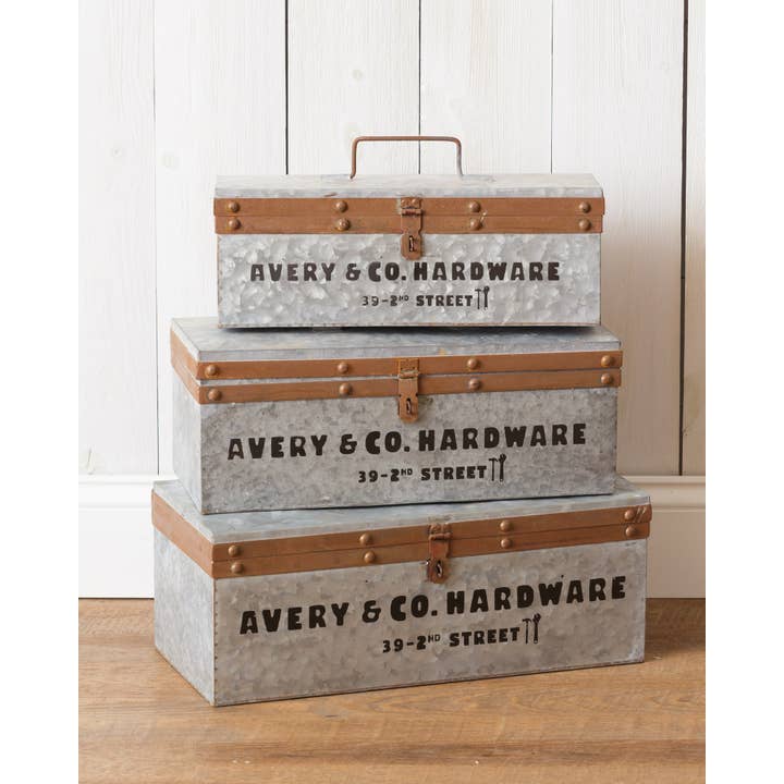 Audrey's Home & Gift - Wholesale Decorative Box - Toolbox - Avery And Co. (Set Of 03)