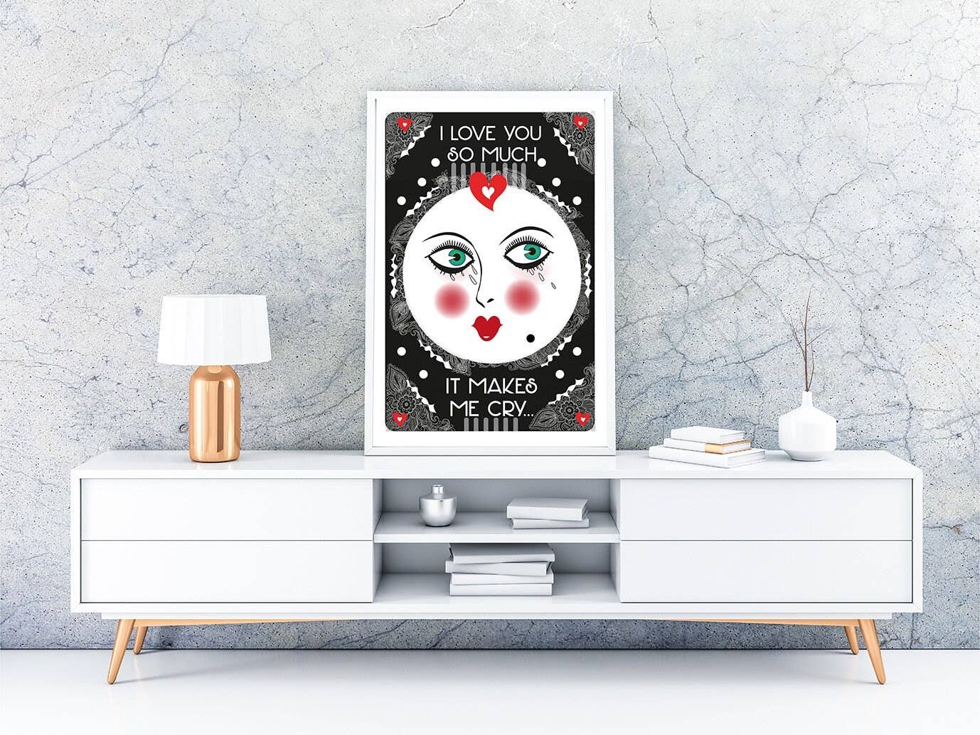 Rosie Rose Parker – wholesale Art print – Whimsical unusual wallart print face print retro weird1
