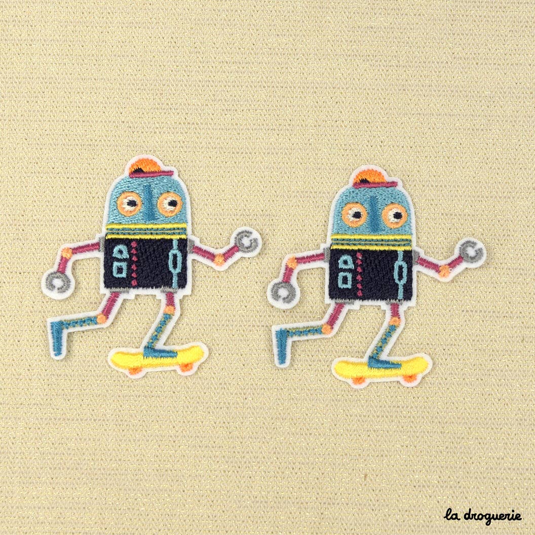LA DROGUERIE - Wholesale Patch - "Cool Robots" Badge 58 mm - Yellow Skate1