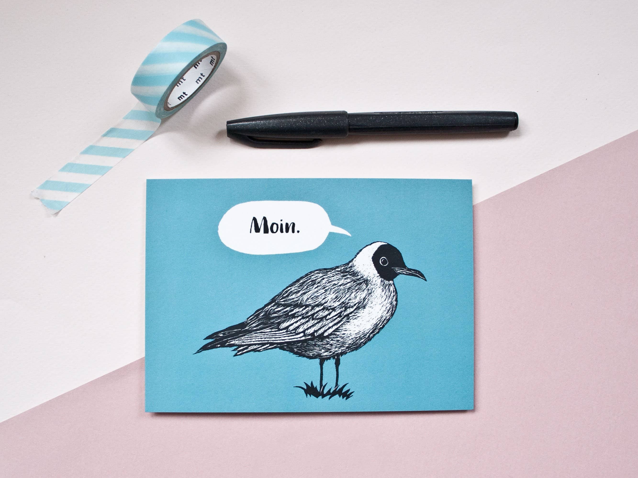 Katja Rub - Vente Cartes postales - Carte postale Mouette Moin, illustration animale3