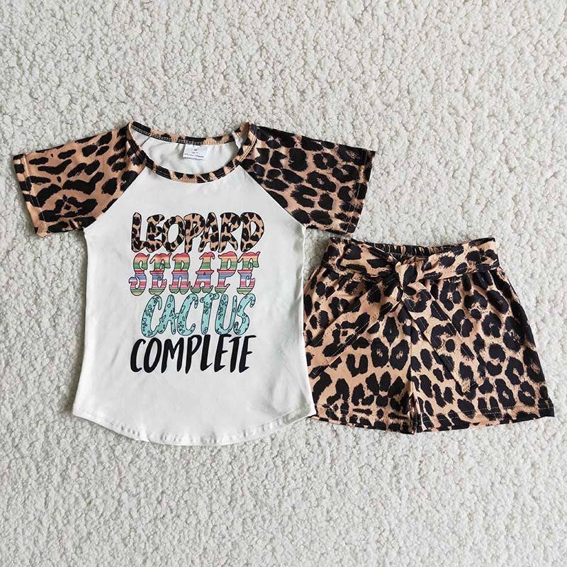 Yawoo Garments - Wholesale Top & Short Set - Kids - Girl Leopard Belt Short Outfit0