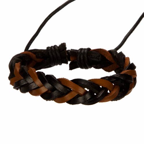 EHAWA - Vente Bracelet tissé/tressé - Bracelet en cuir noir et marron0
