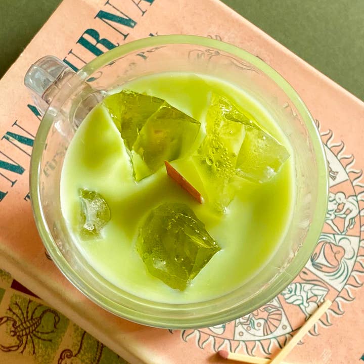 Matcha Inspired Scented Candle with flatpack box for wholesale by Afewhometruths