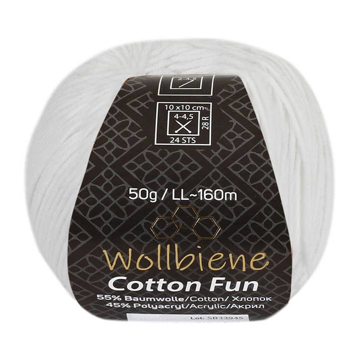 Wollbiene - Venta al por mayor Hilos - Lana Cotton Fun para todas las estaciones, mezcla de algodón y lana para tejer, 50 g