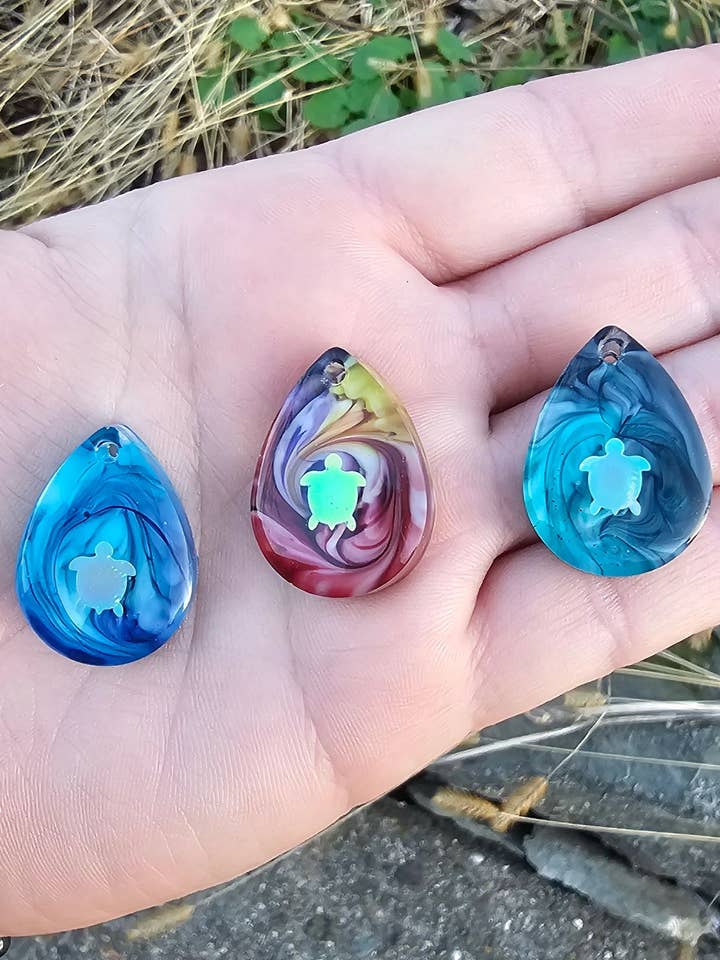 Sea Turtle Teardrop Pendant for wholesale by Shark Bitten