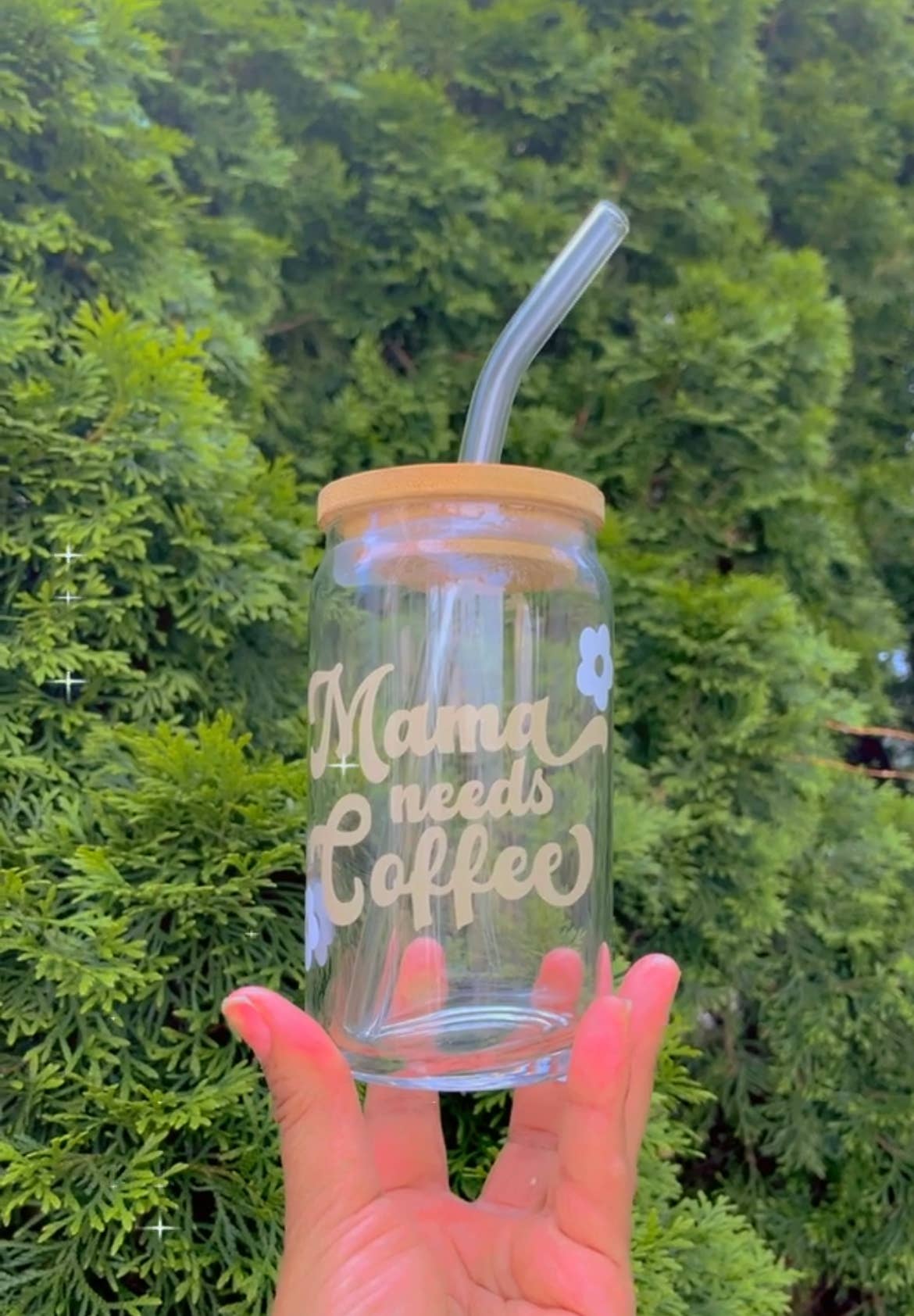 Pink pretty designs – wholesale Drinking glass/cup – Mama needs coffee can glass6