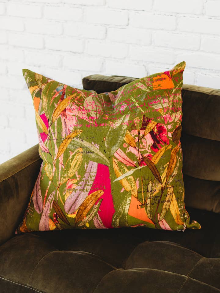 Featherington- Green Linen Euro Pillow Cover for wholesale by Winton and Waits