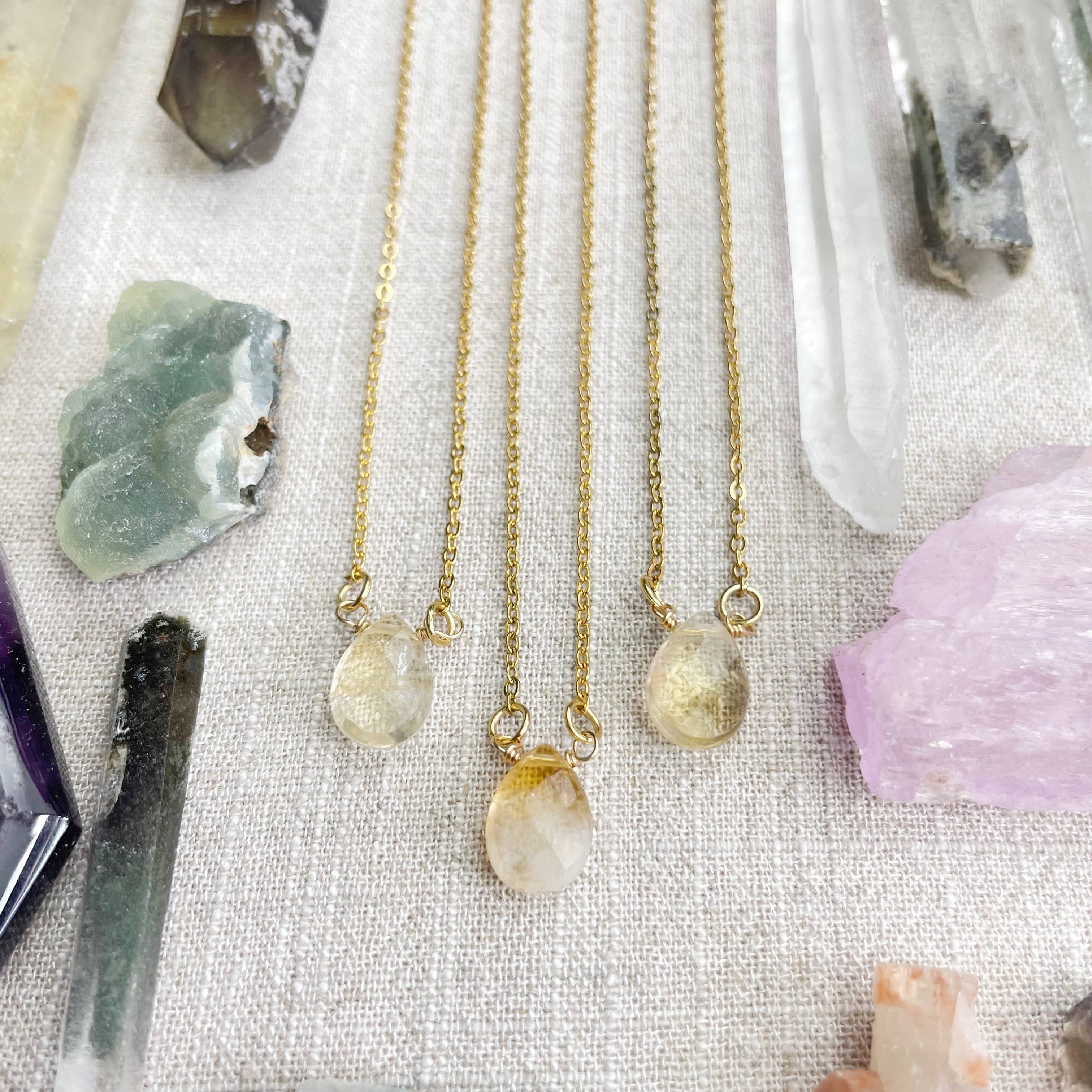 Ewelina Pas Jewelry - Wholesale Halskettinghanger - Citrien Geslepen Druppel Fijne Ketting0