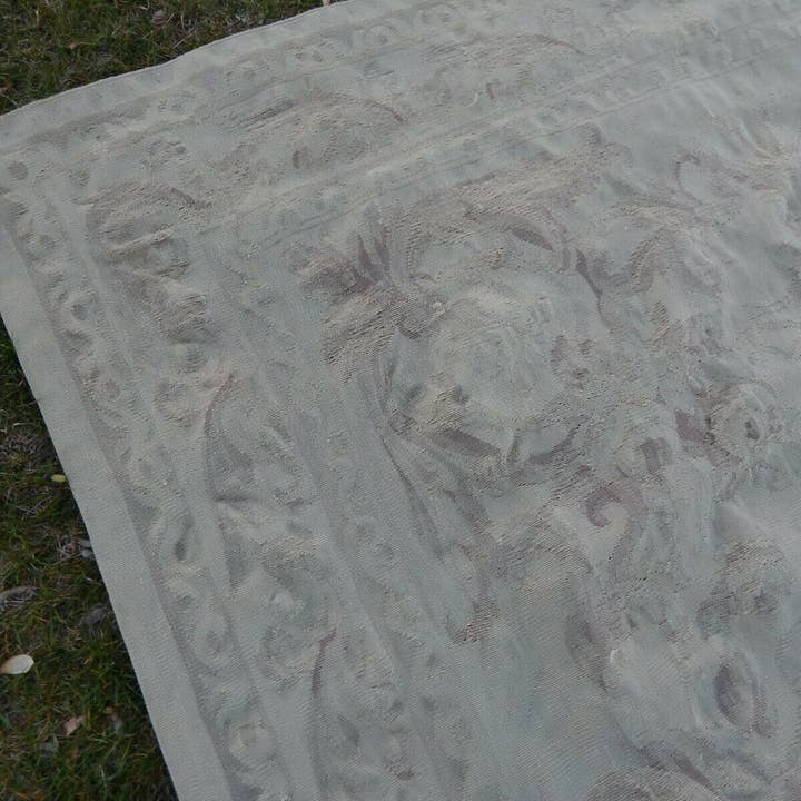 Vintage Pillows Store – Engroshandel Løst tæppe – Vintage Aubusson Style Kinesisk Tæppe - Uld Dekorative Tæppe - Indretning af hjemmet6