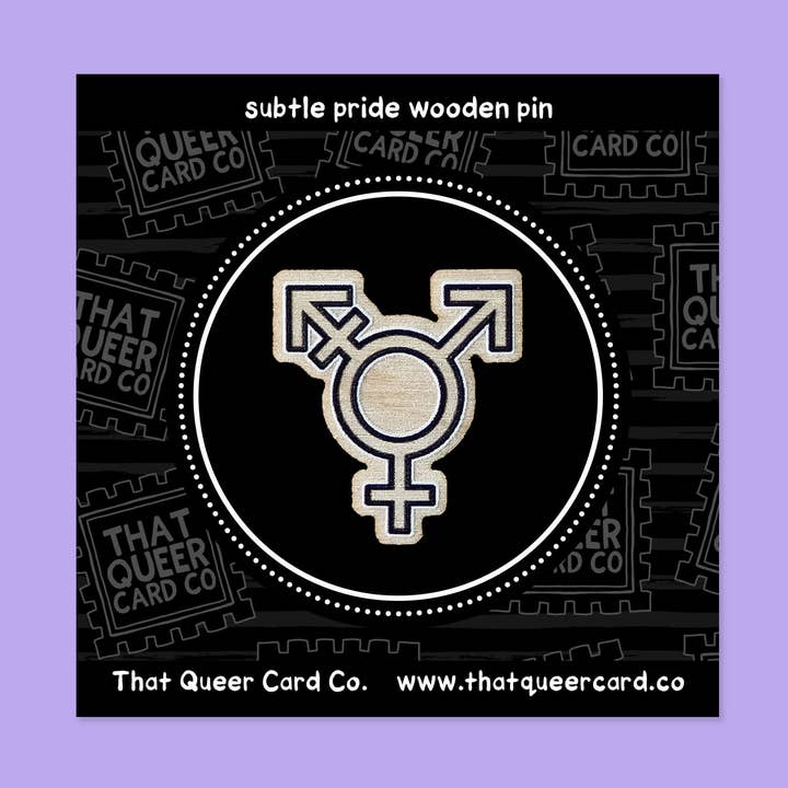 Transkønnet symbol | Trans LGBTQ+ stoltheddenål i træ for engroshandel hos That Queer Card Co