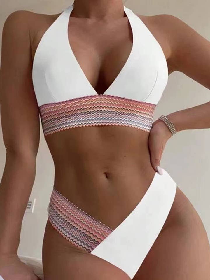 Wholesalesir - Wholesale Two Piece Swimsuit - Women's - Solid Color Sexy Neck Hanging Women's Split Swimsuit