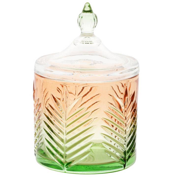 Bonbonniere, orange/grün, Glas, 10x10x16cm für den Großhandel von Dekoratief