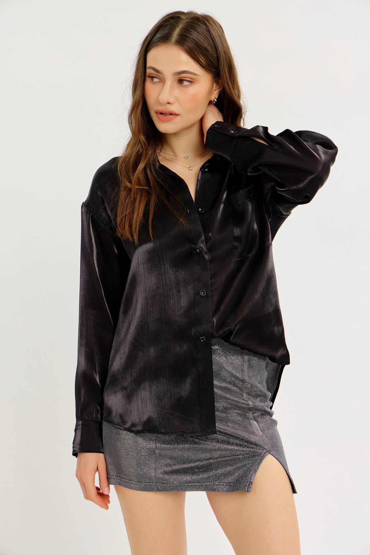 idem ditto - Wholesale Skirt - Women's - FESTIVE ESSENTIAL METALLIC MINI SKIRT WITH FRONT SLIT7