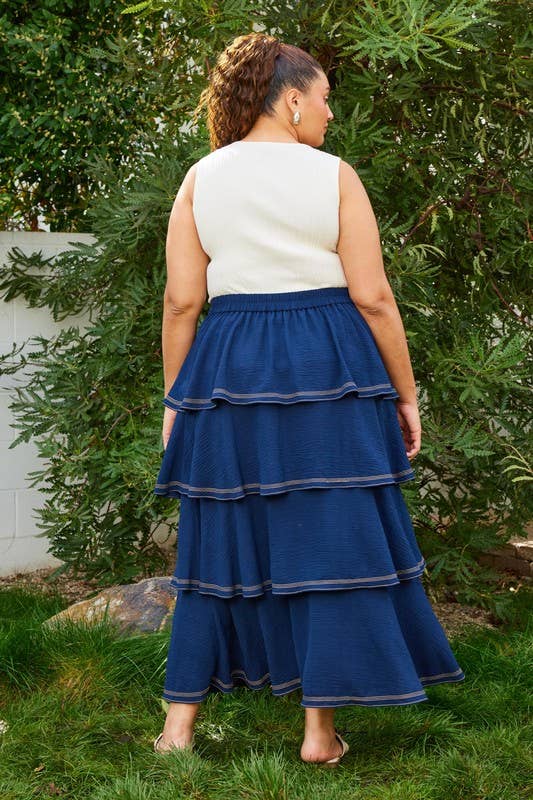 Flåde Plus size nederdel med kontrastsyning og flæselag for engroshandel på Faire4